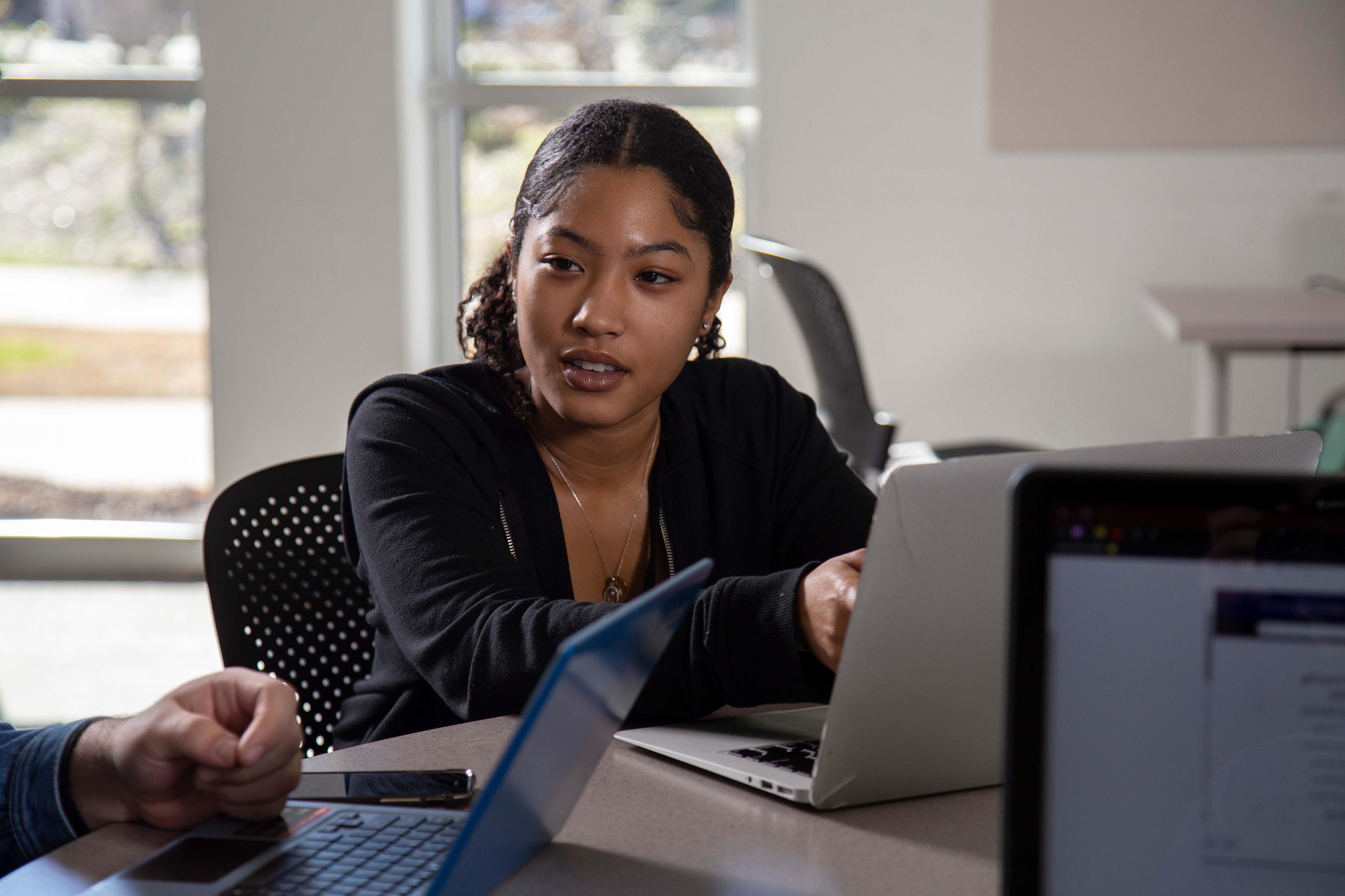 A student on a laptop